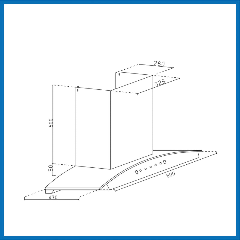 Auto Clean Chimney Curved Glass Filter-less with Motion Sensor, 1400 m³/h - 60/76/90cm (6068 BL MS AC)