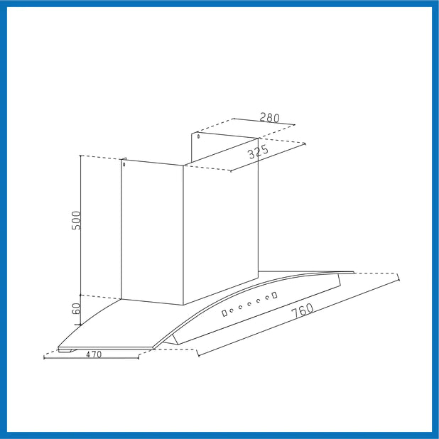Auto Clean Chimney Curved Glass Filter-less with Motion Sensor, 1400 m³/h - 60/76/90cm (6068 BL MS AC)
