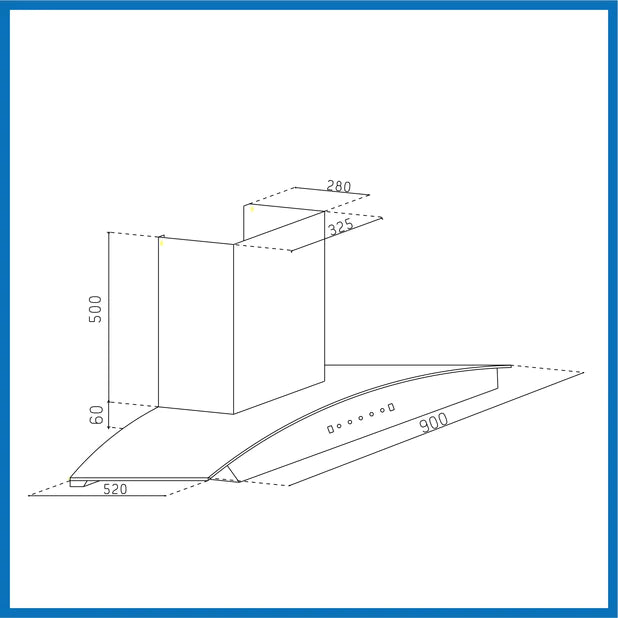 Auto Clean Chimney Curved Glass Filter-less with Motion Sensor, 1400 m³/h - 60/76/90cm (6068 BL MS AC)