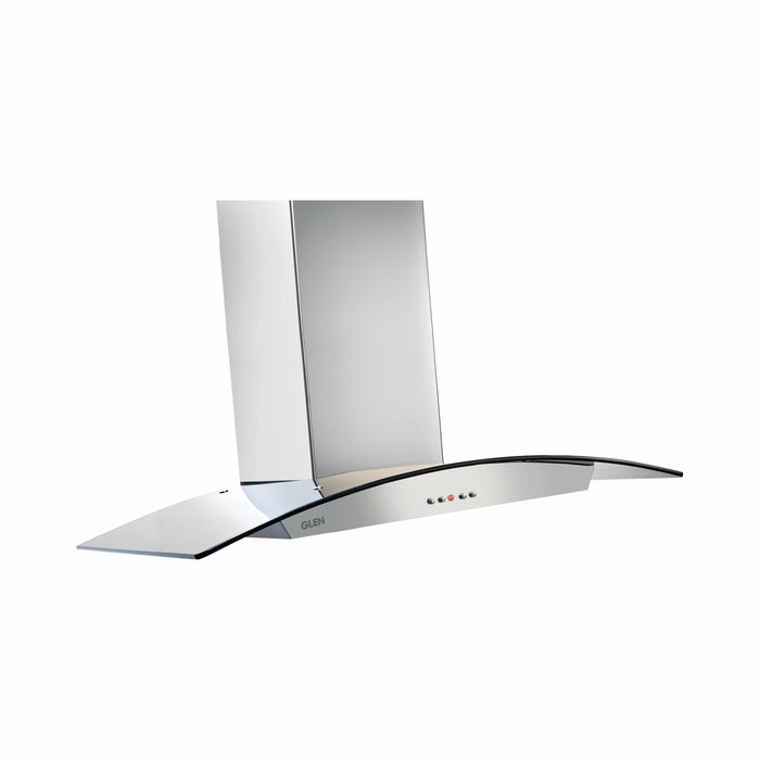 Kitchen Chimney Curved Glass, Push Buttons Baffle filter 90cm 1250 m3/h -Silver (6071 DX 90)
