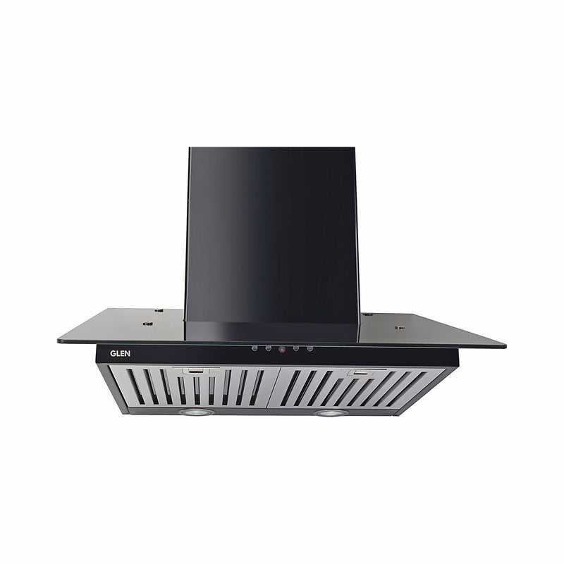 Designer Kitchen Chimney Black Glass Baffle filters Motor 60cm 1250 m3/h -Black (6077)