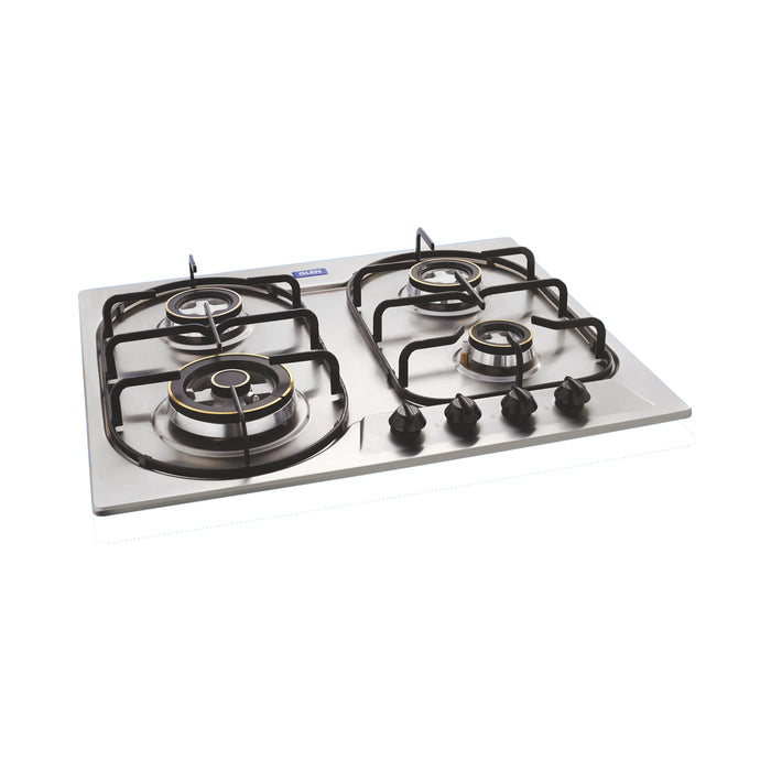 4 Burner Stainless Steel Built in Hob Triple Ring, Double Ring Forged Brass Burners Auto Ignition (1061 DBTRSS)