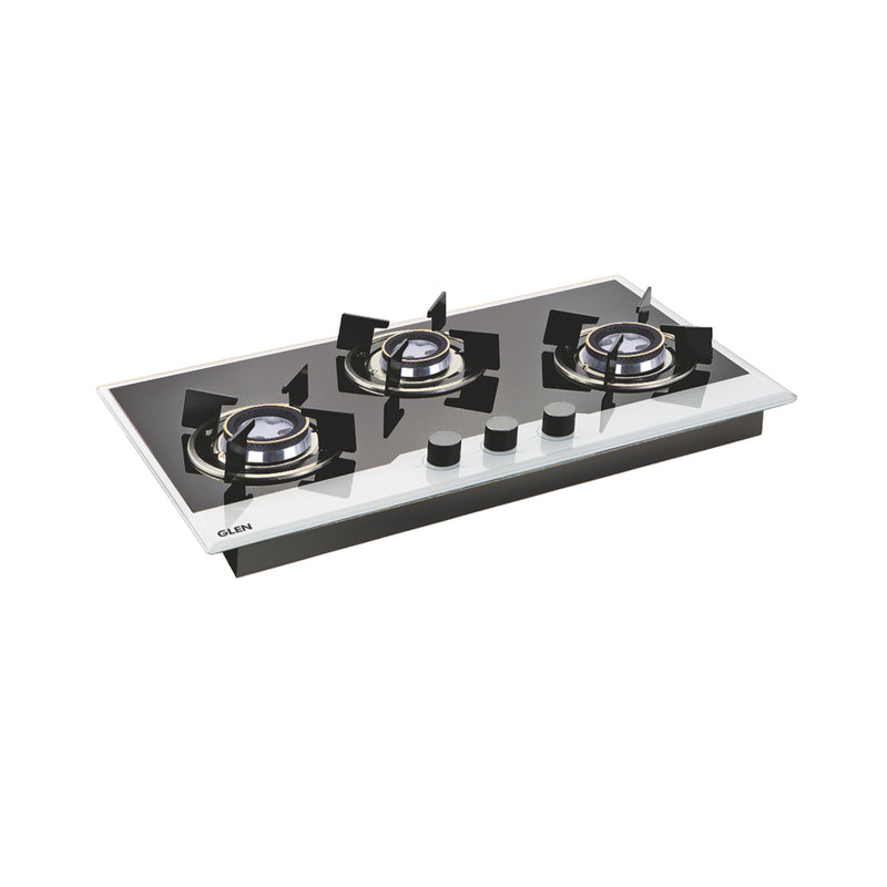 Black & White 3 Burner Glass Hob Top 73 CM Wide