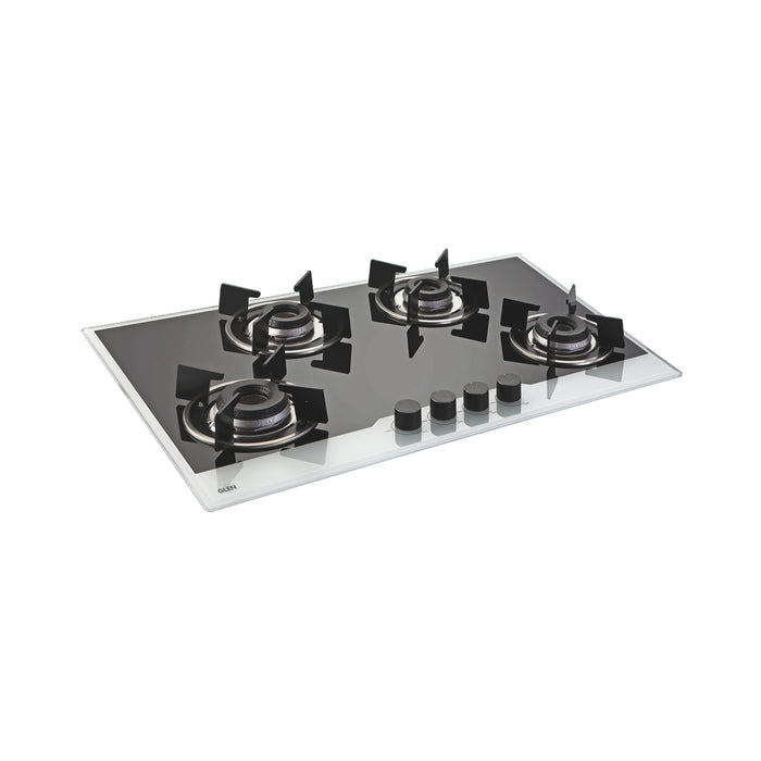 4 Burner Built-in Glass Hob with Italian Double Ring Burners Auto Ignition (1074 IN BW)