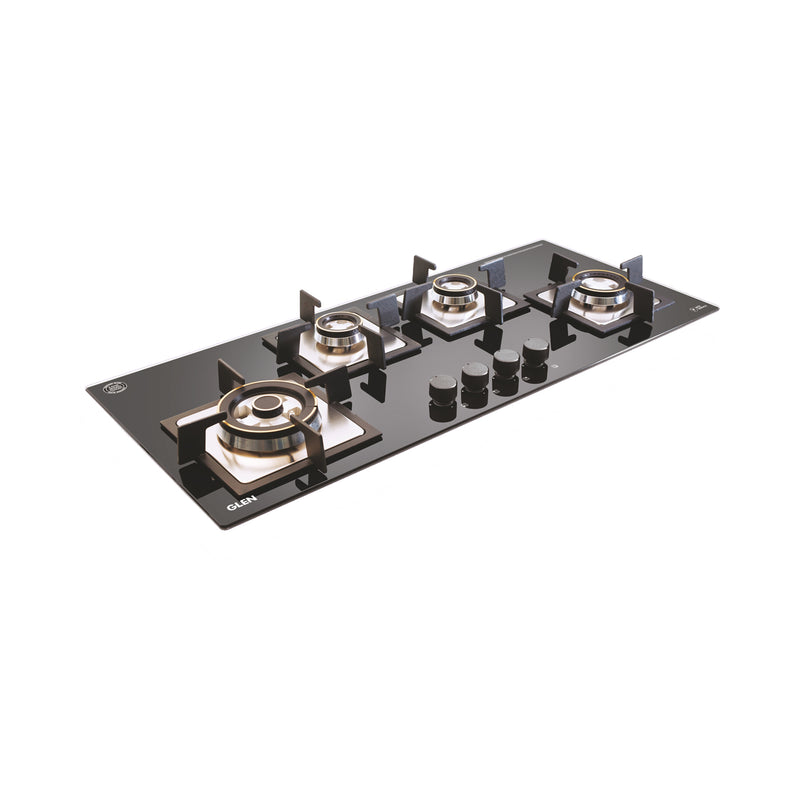 4 Burner Built-in Glass Gas Hob Triple Ring Burner Double Ring Forged Brass Burner Auto Ignition (1094 SQDBTR)