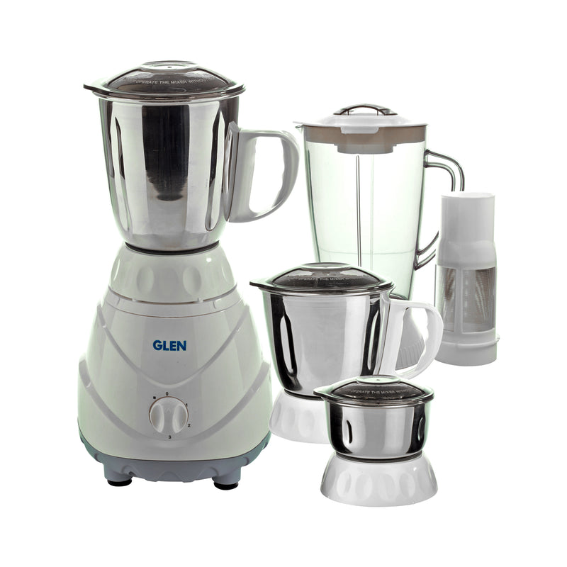 Mixer Grinder 750W 100% Copper Motor, 1 Transparent Jar, 3 Stainless Steel Jars, - White (4022 PLUS)