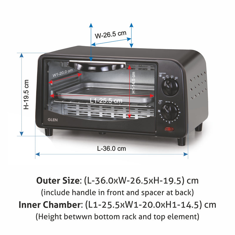 Toaster Griller - 9 Litre 800W Power Quartz Heating Elements - Black (5009)