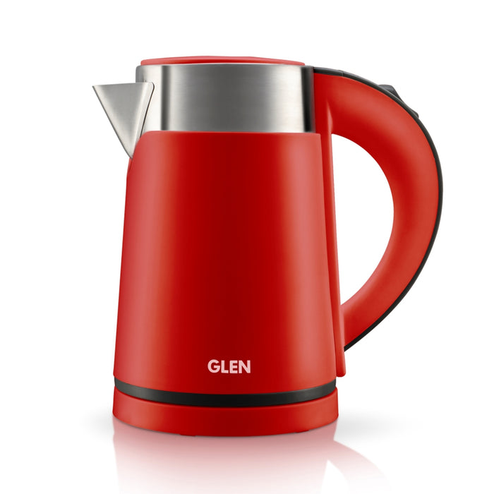 Electric Kettle 0.8 Litre Plastic Clad Stainless Steel, 360Β° Rotation Base, Auto Shutoff, 800 W - White/Red/Black (9004)