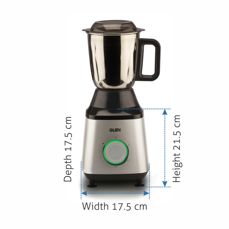 Mixer Grinder 750W 100% Copper Motor, 1 Transparent Jar, 3 Stainless Steel Jars, - Silver (4030 PLUS)