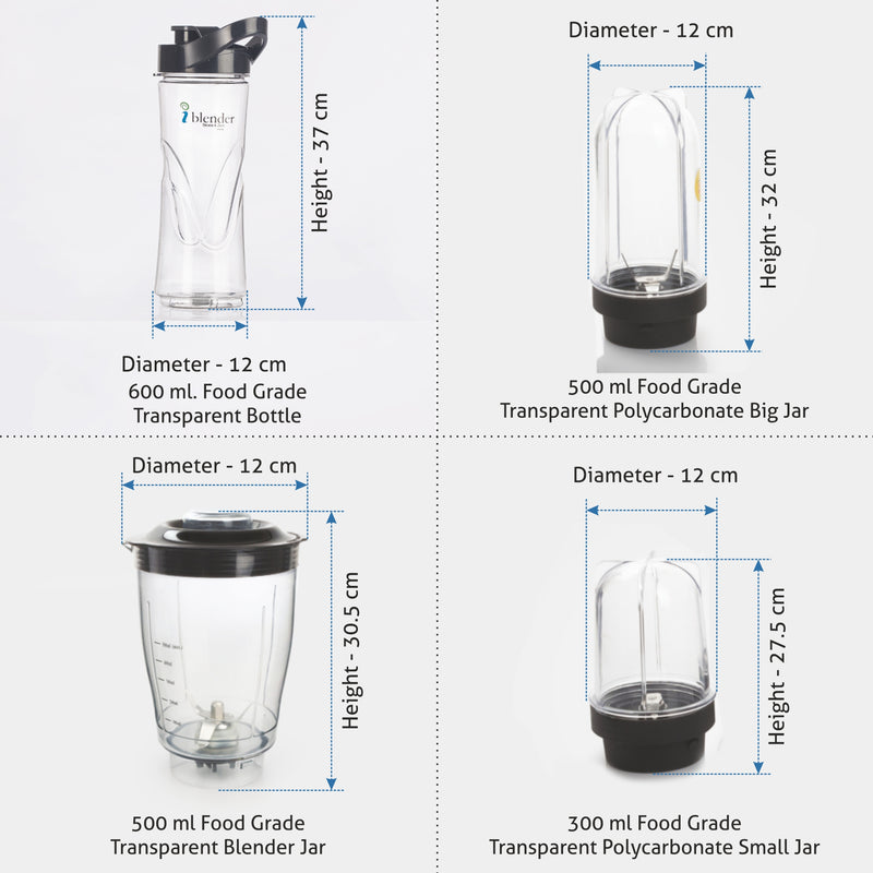 20000 RPM powerful blender all parts dimensions