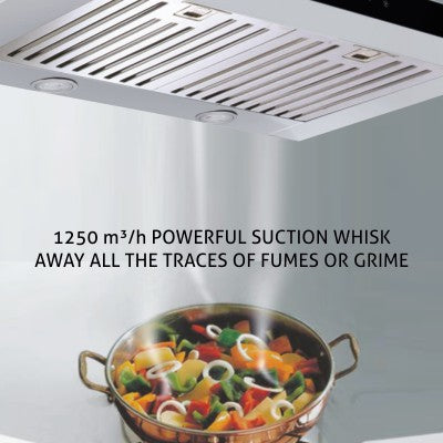 Electric Kitchen Chimney Touch Controls, T Shape Baffle filters 60cm 1250 m3/h -Silver (6056 TS)