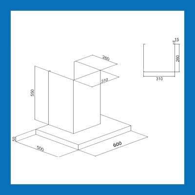 Electric Kitchen Chimney Touch Controls, T Shape Baffle filters 60cm 1250 m3/h -Silver (6056 TS)