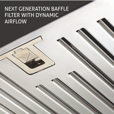 Kitchen Chimney Curved Glass with Push Button Baffle filters 60cm 1000 m3/h -Black (6070 JU BL)