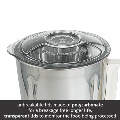 Mixer Grinder 750W 100% Copper Motor, 1 Transparent Jar, 3 Stainless Steel Jars, - White (4022 PLUS)