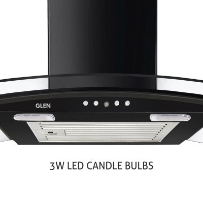 Kitchen Chimney Curved Glass with Push Button Baffle filters 60cm 1000 m3/h -Black (6070 JU BL)