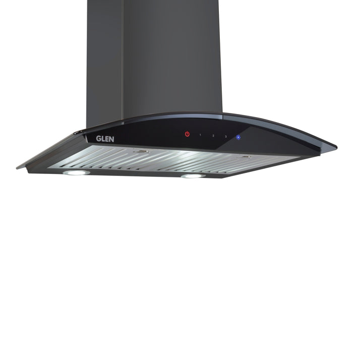 Kitchen Chimney Curved Glass with Touch Sensor, Italian Motor Baffle filter 60cm 1250 m3/h - Black (6071 TS BL)